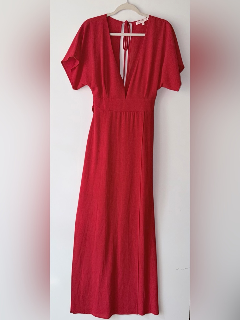 Wayf Red V-Neck Maxi Dress